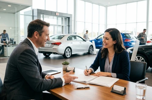 Customer getting answers about their car loan